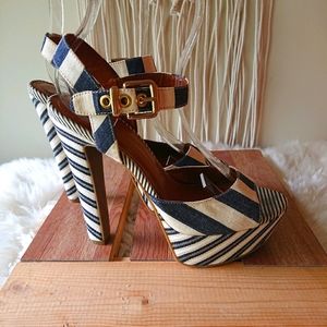 Jessica Simpson striped chunky platform sandals